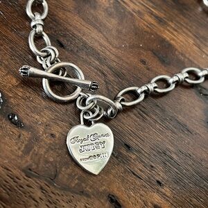 Juicy Couture Silver Heart " Royal Couture " Charm Necklace
